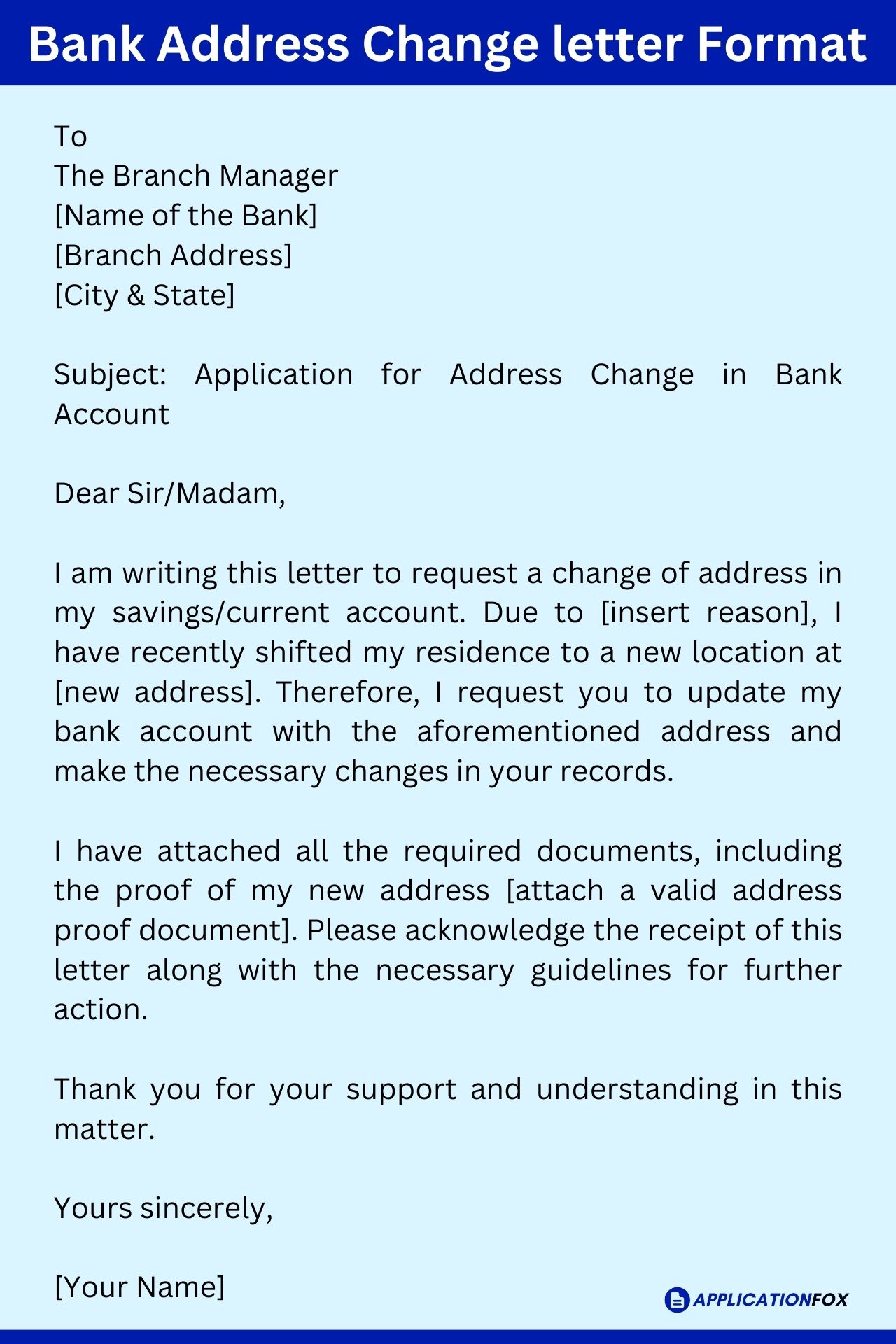 Application for Address Change in Bank (11 Samples)