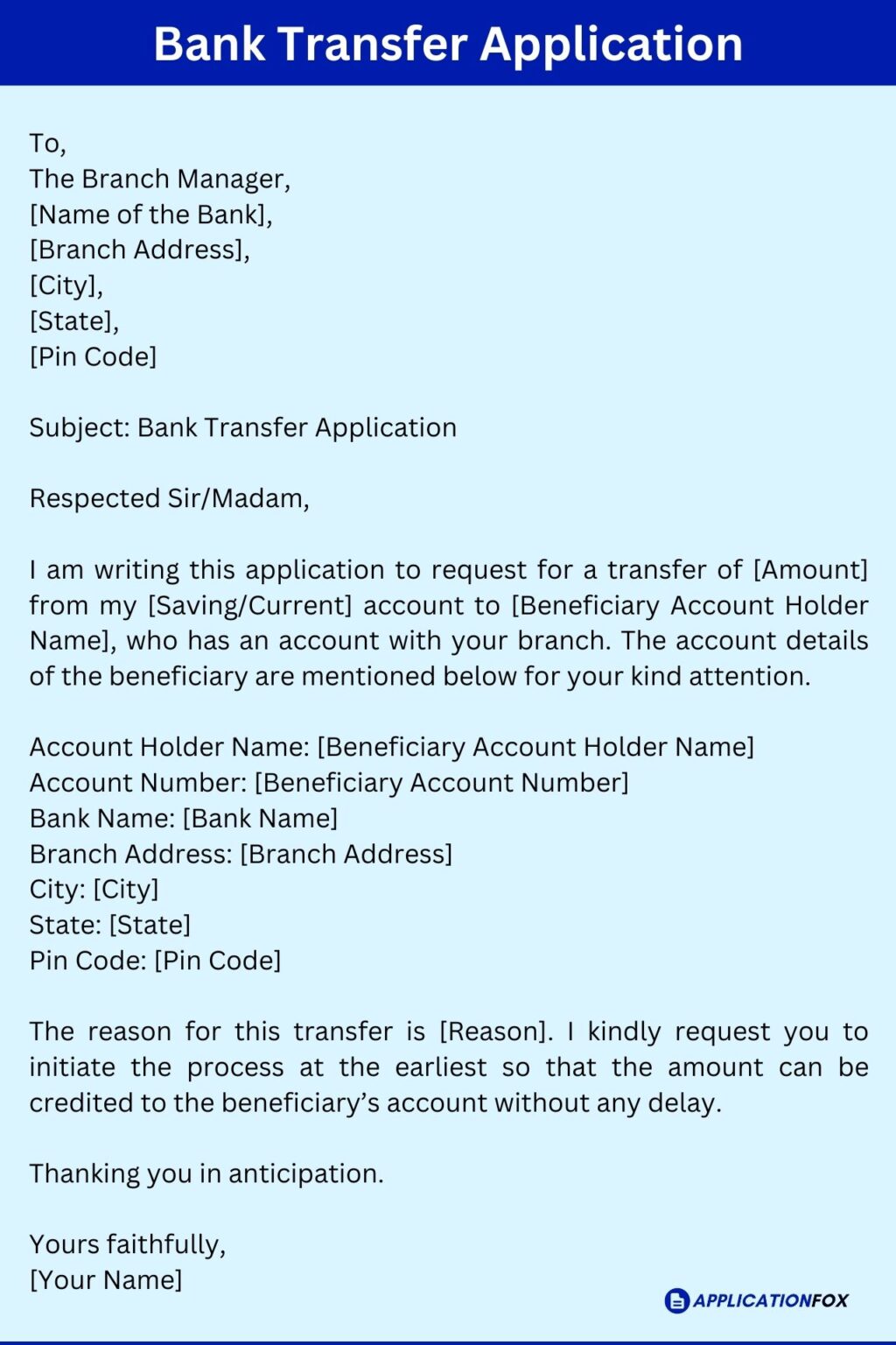 (11+ Samples) - Application for Bank Account Transfer