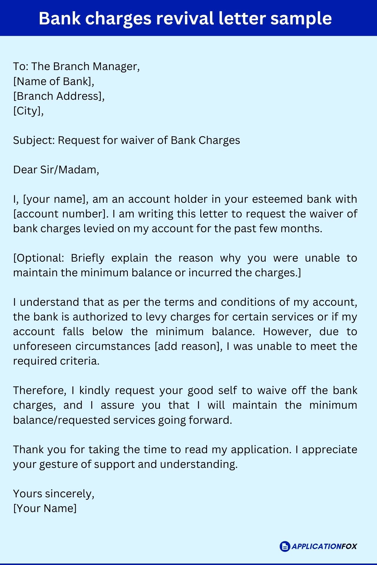 (8+) Application to the Bank Manager for Refund of Money