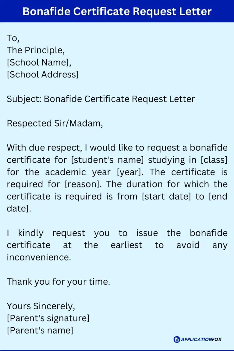 application letter to get bonafide certificate