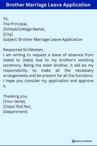 (9+ Samples) - Leave Application for Brother Marriage