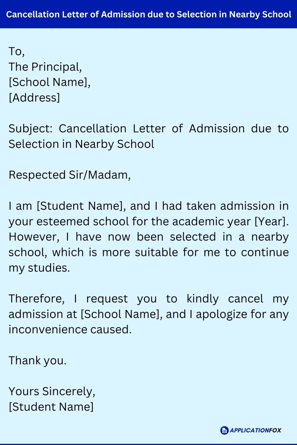  5 Samples Application For Cancellation Of Admission