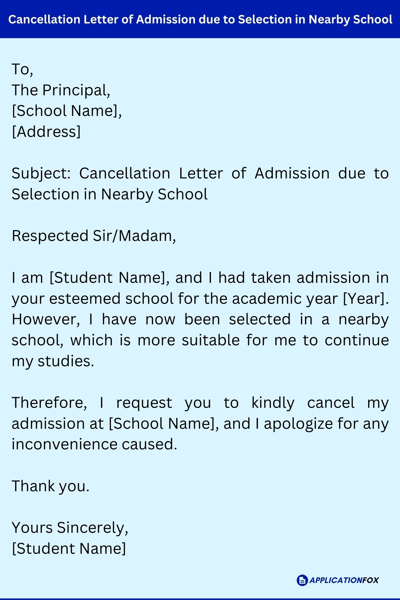  5 Samples Application For Cancellation Of Admission