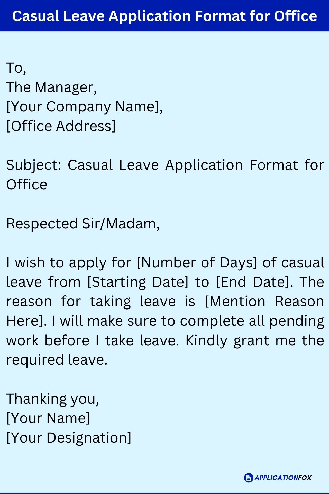  7 Samples Casual Leave Application For Office