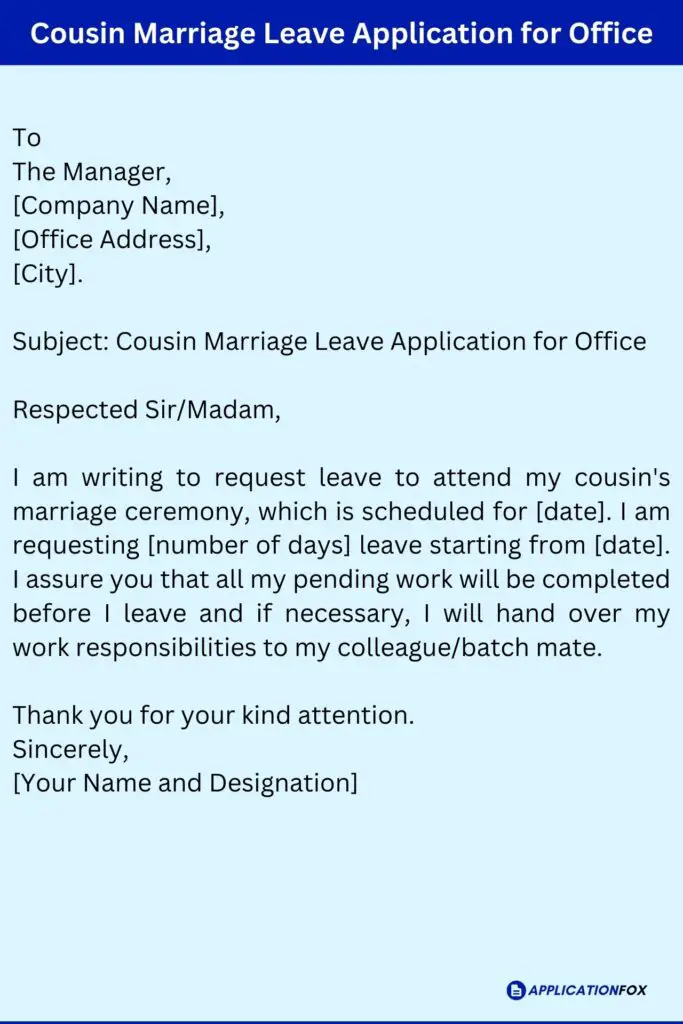 Cousin Marriage Leave Application for Office