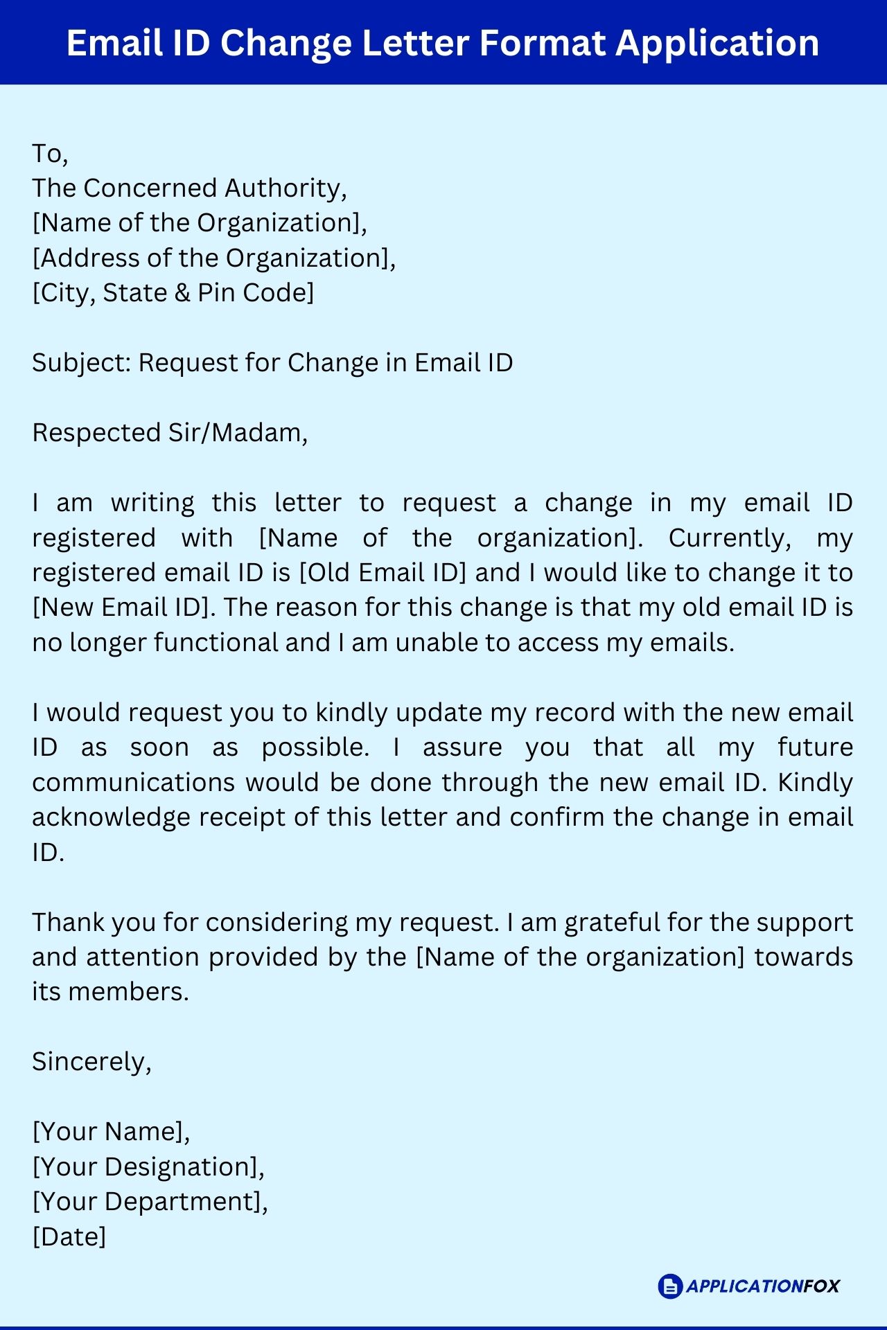  5 Application For Update Email ID In Bank Account