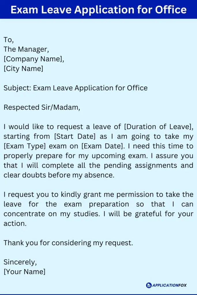 Exam Leave Application for Office