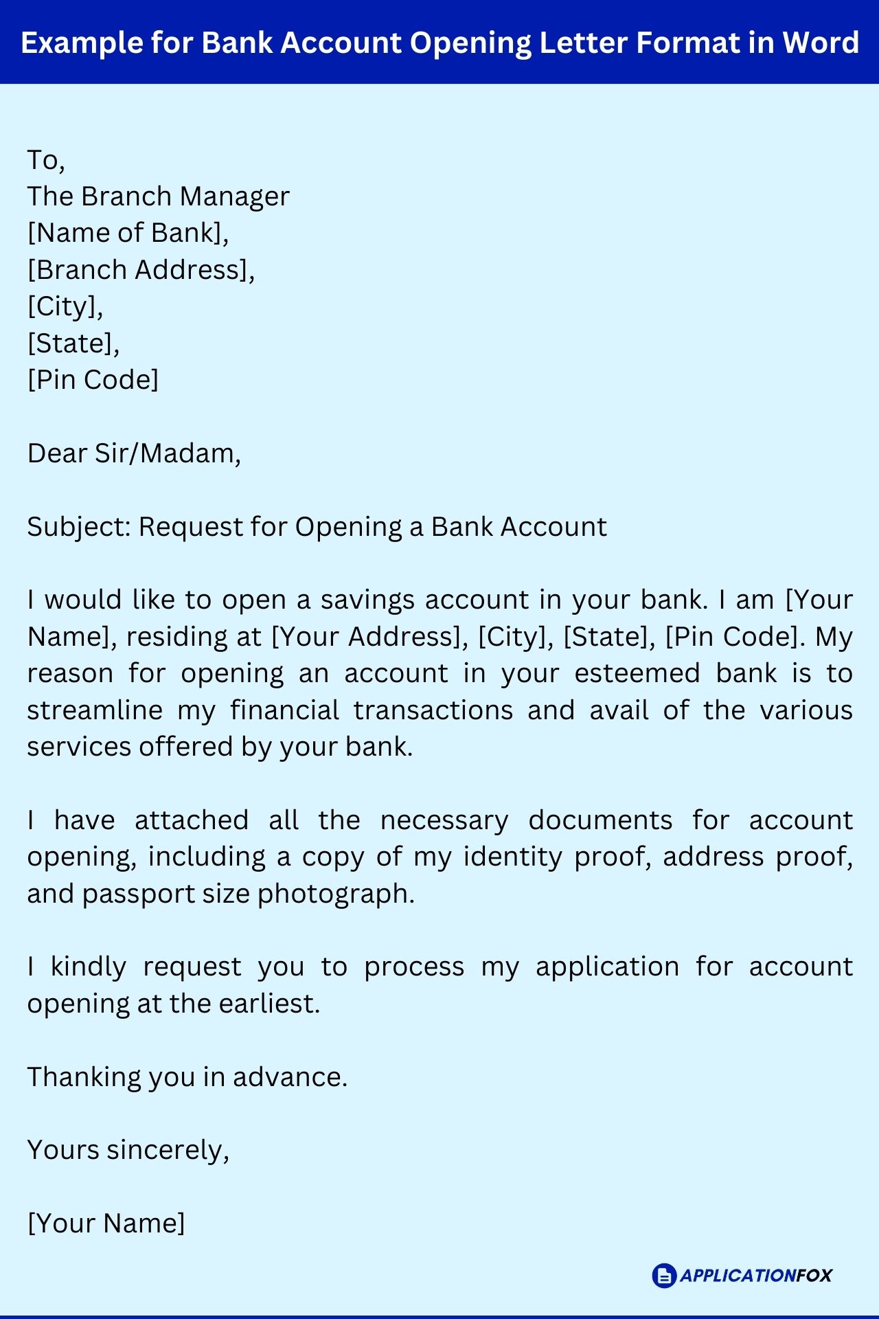 application letter for opening bank account in hindi