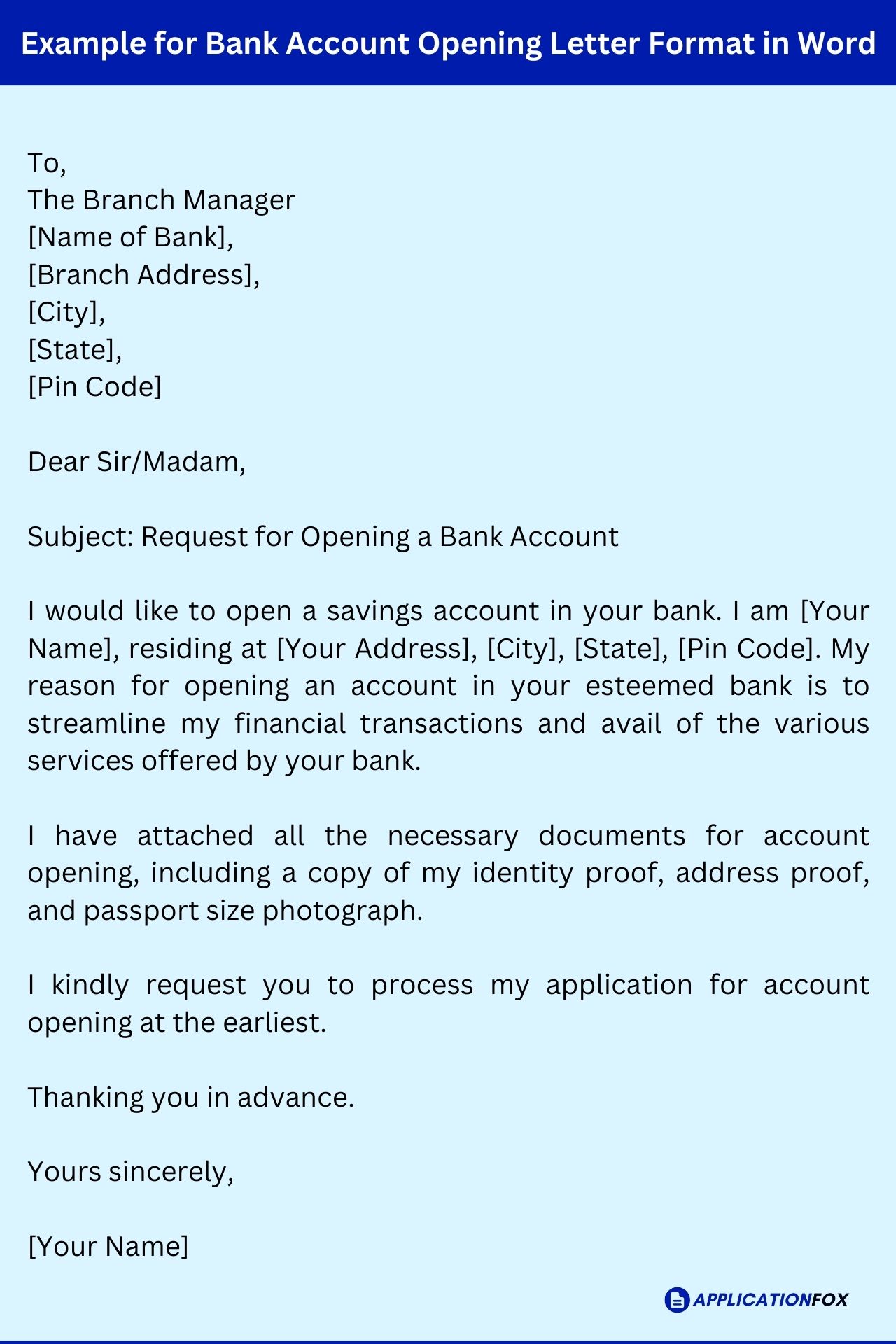 (9+ Samples) - Application for Opening Bank Account