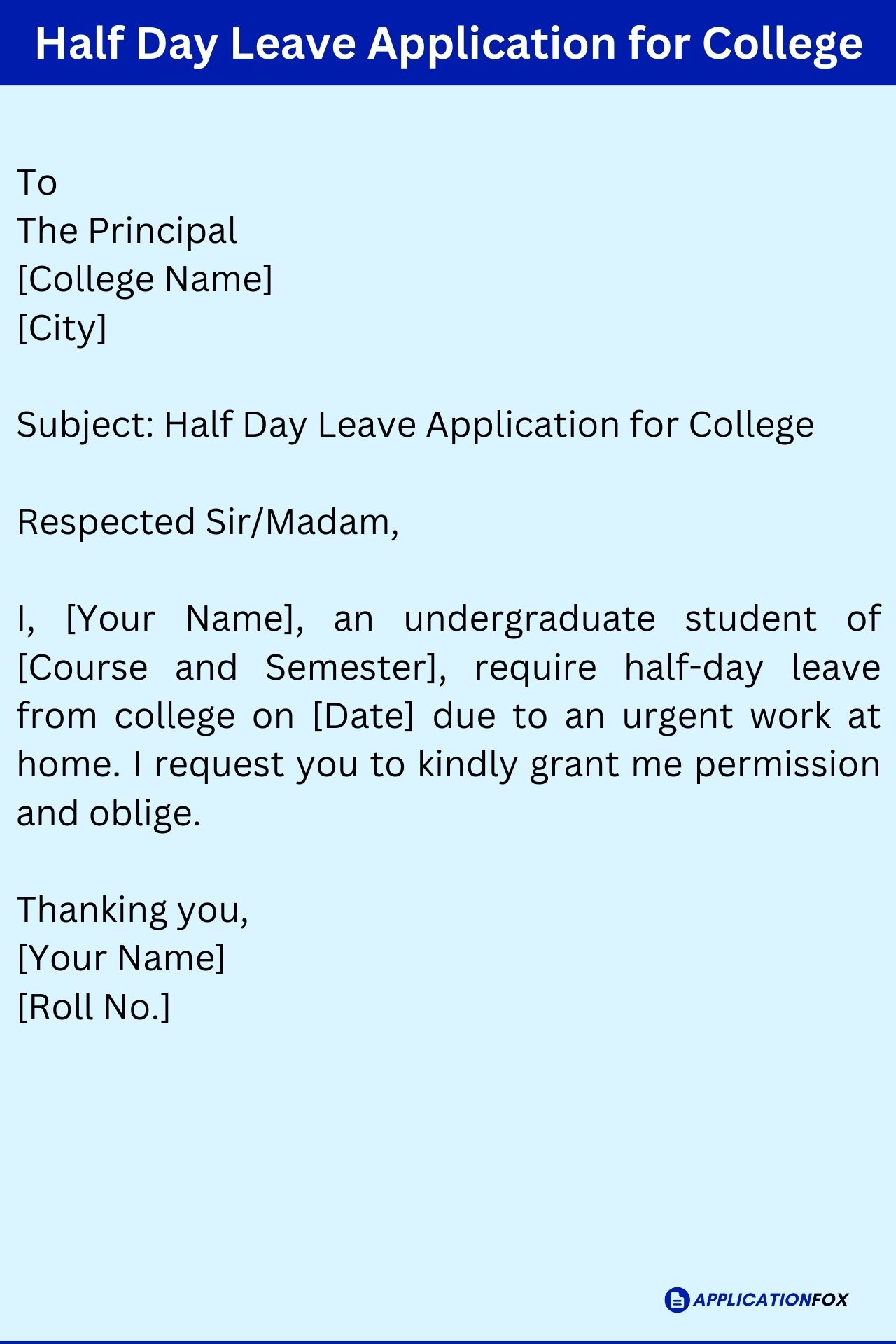 application letter for leave college