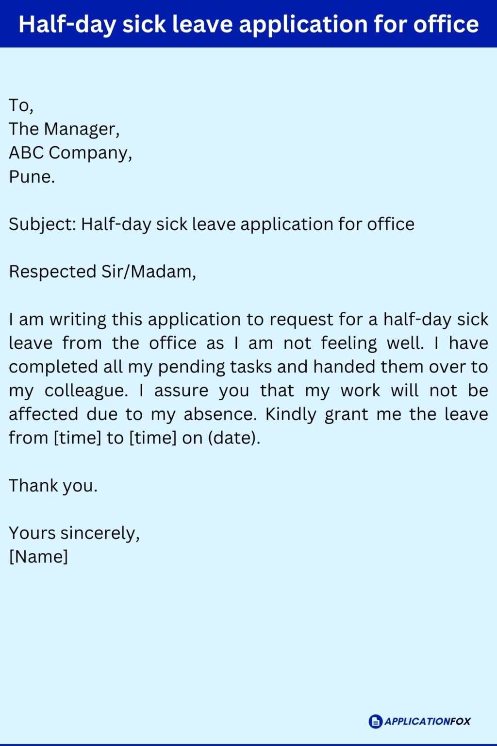 (11 Samples) Half Day Leave Application for Office