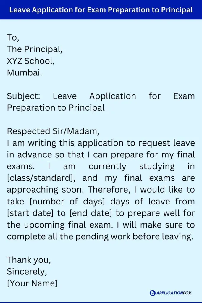  6 Samples Leave Application For Exam Preparation