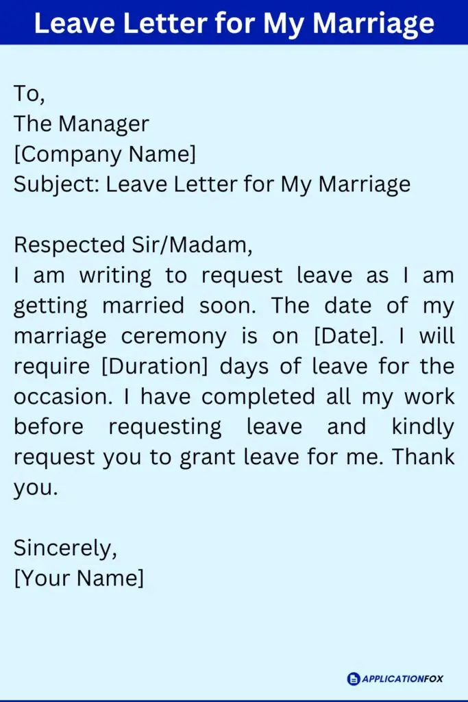 Leave Letter for My Marriage