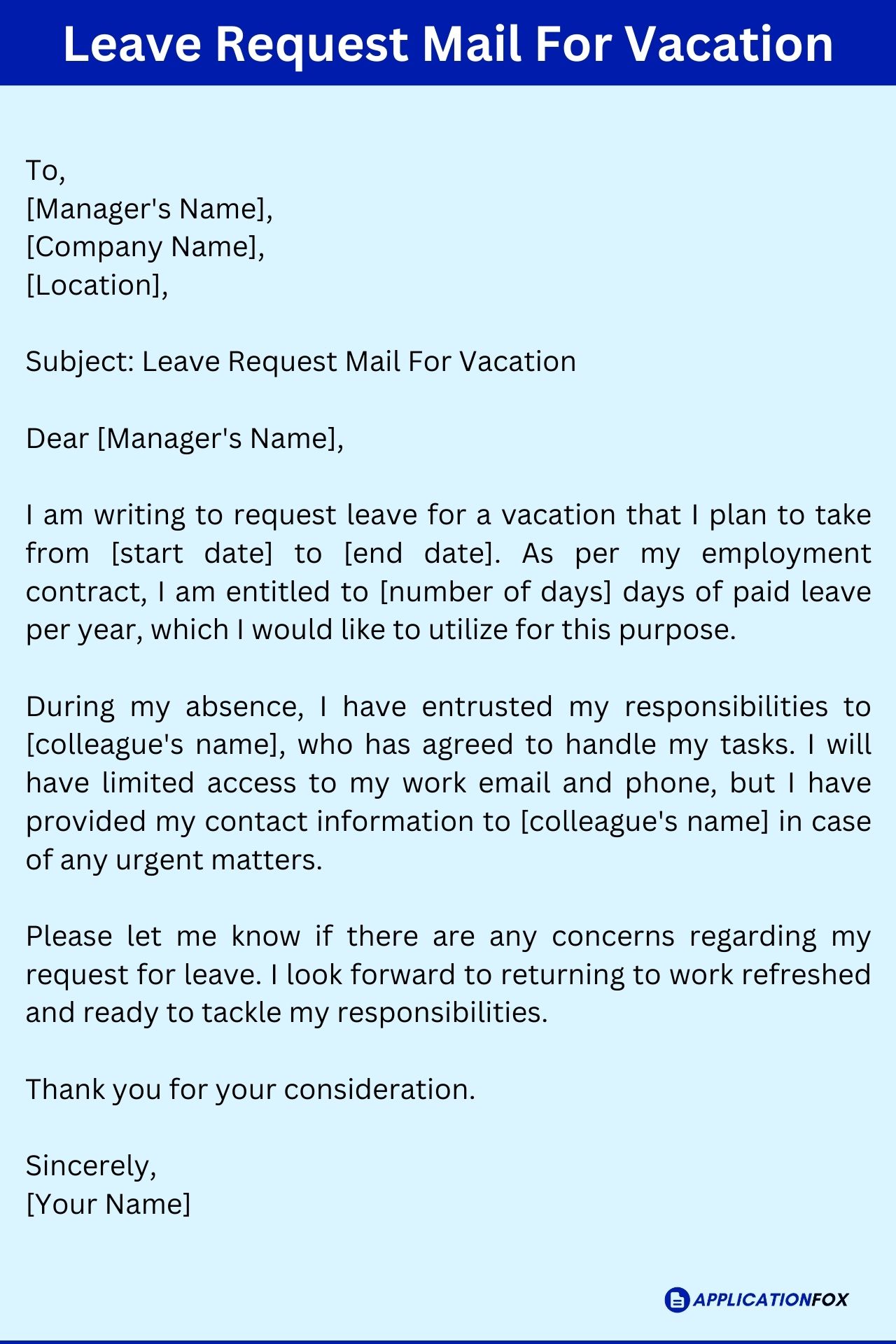  7 Samples Leave Request Mail To Manager For Vacation