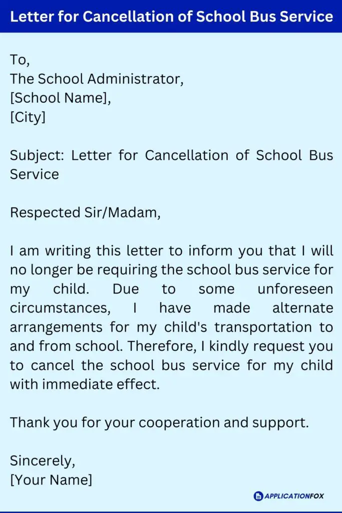 application letter for changing bus routes in school