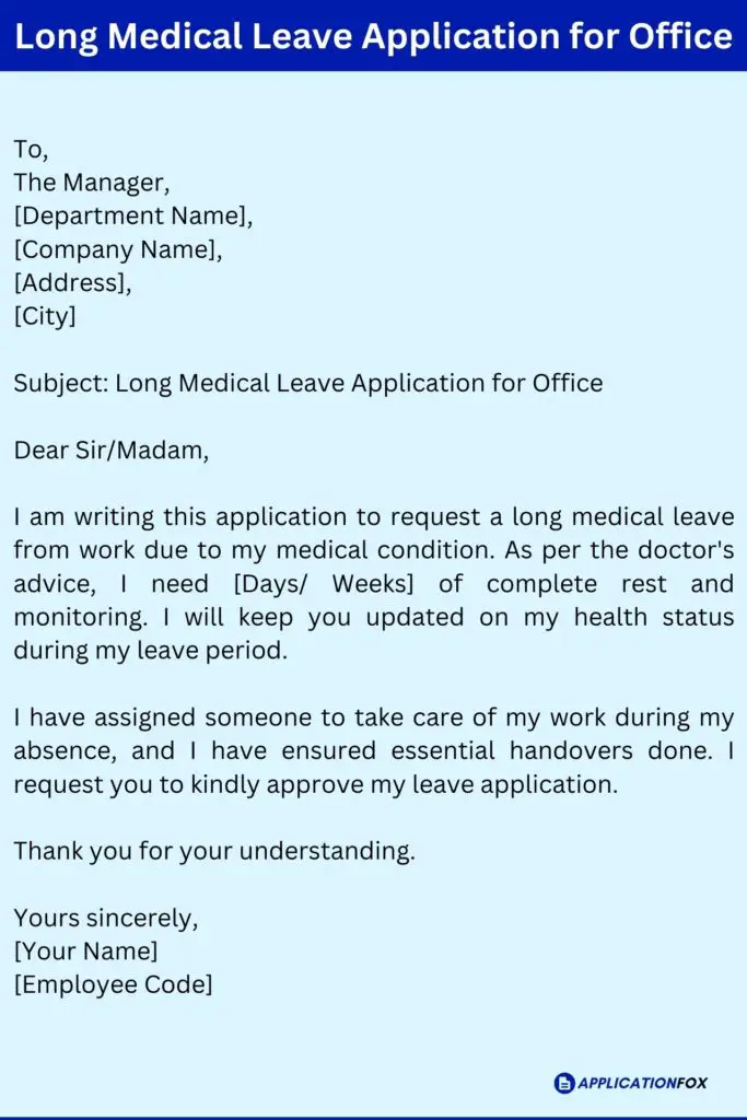 Long Medical Leave Application for Office