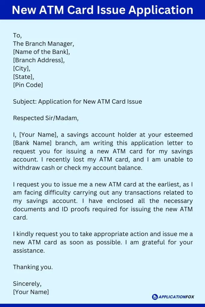New ATM Card Issue Application