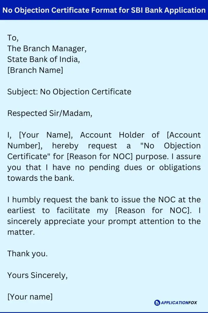  6 Samples Application For NOC From Bank