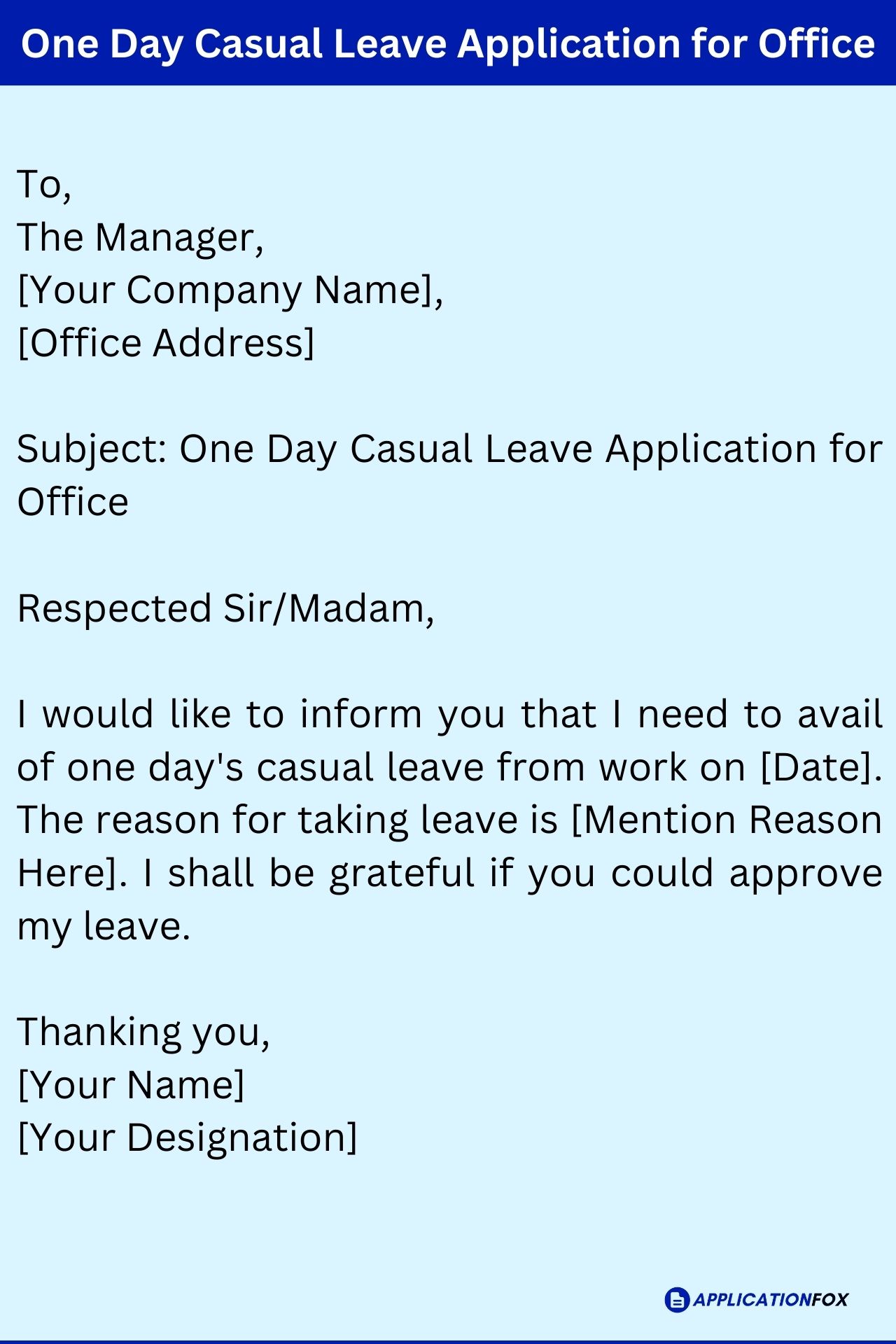 How To Write Casual Leave Application For Personal Reasons