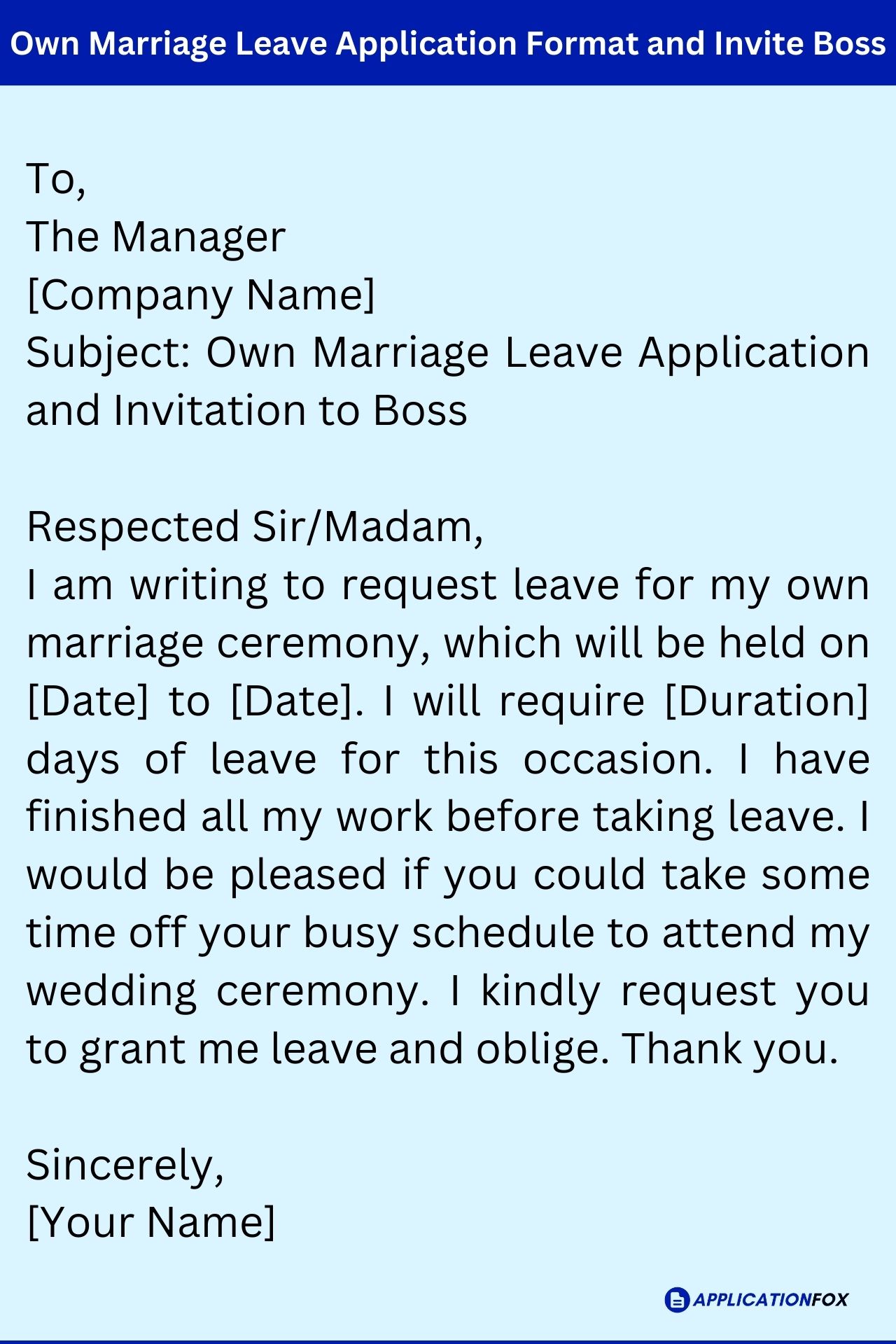 marriage leave application letter for office