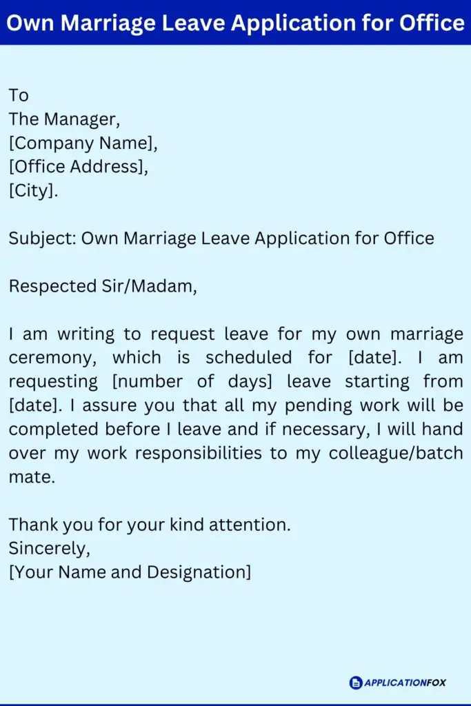 Own Marriage Leave Application for Office