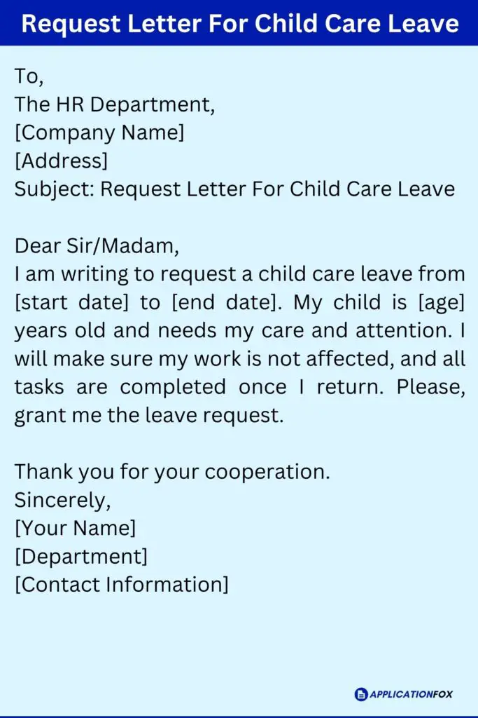 Request Letter For Child Care Leave