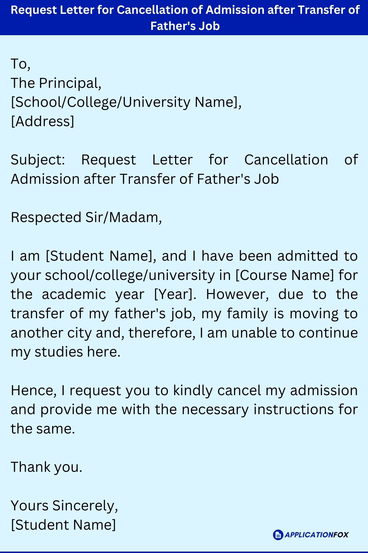  5 Samples Application For Cancellation Of Admission