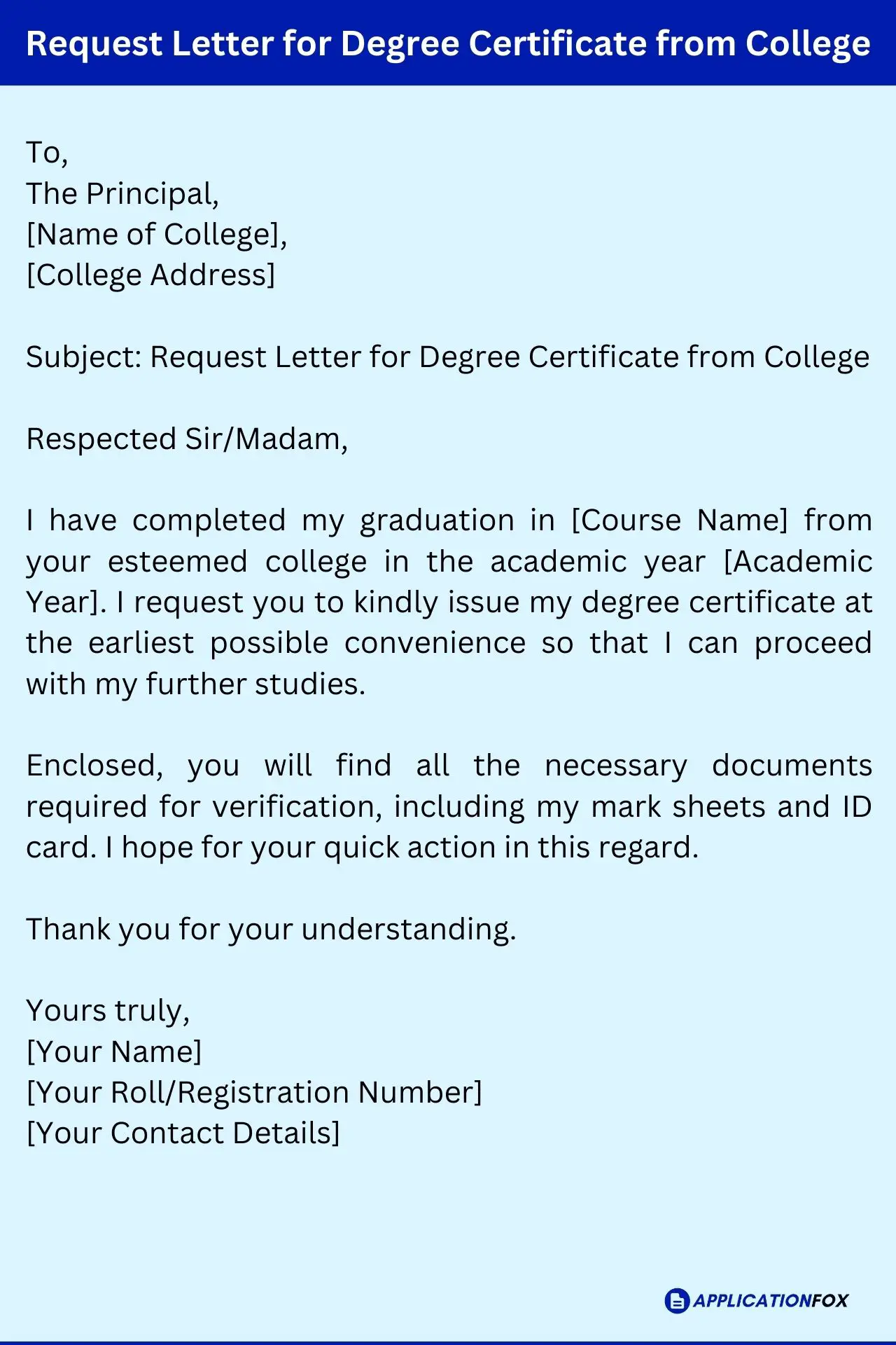 letter for diploma application