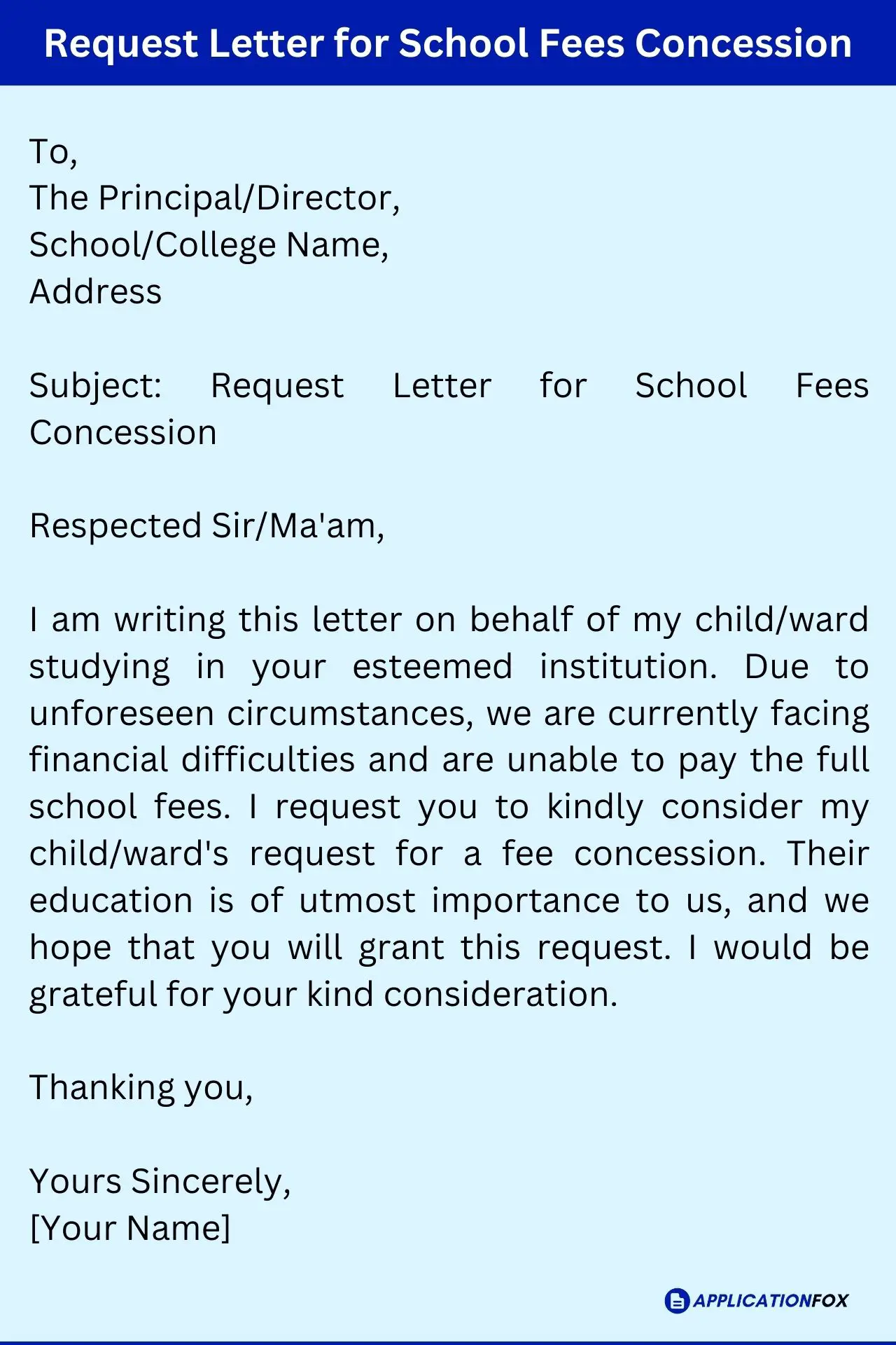 Request Letter for School Fees Concession