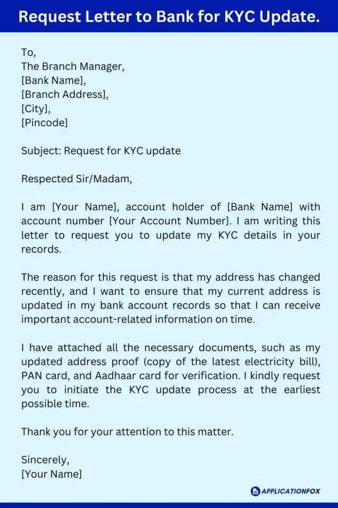 Request Letter to Bank for KYC Update