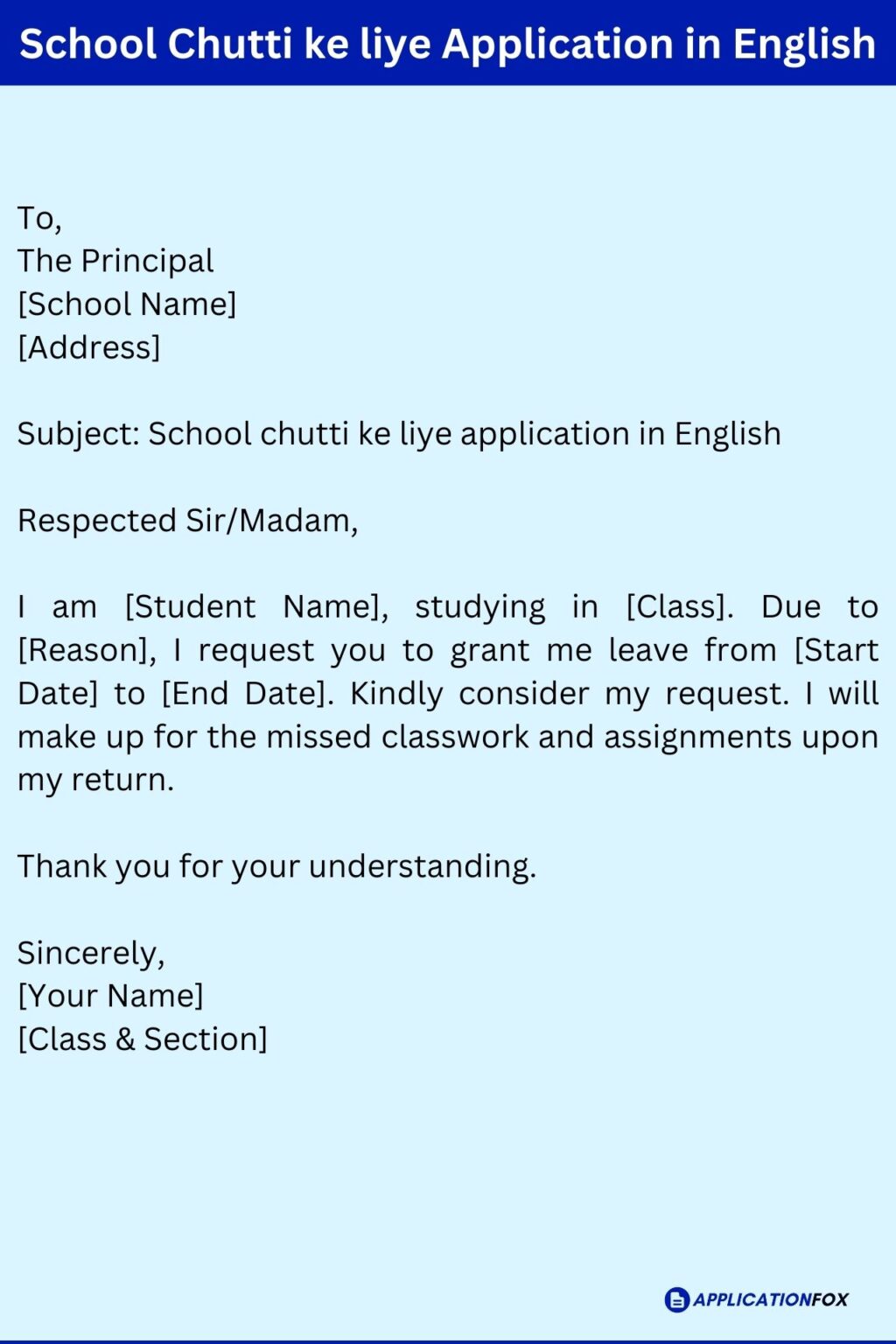 (7+ Samples) Chutti Ke Liye Application in English