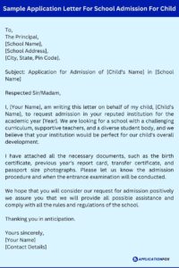 application letter for school place