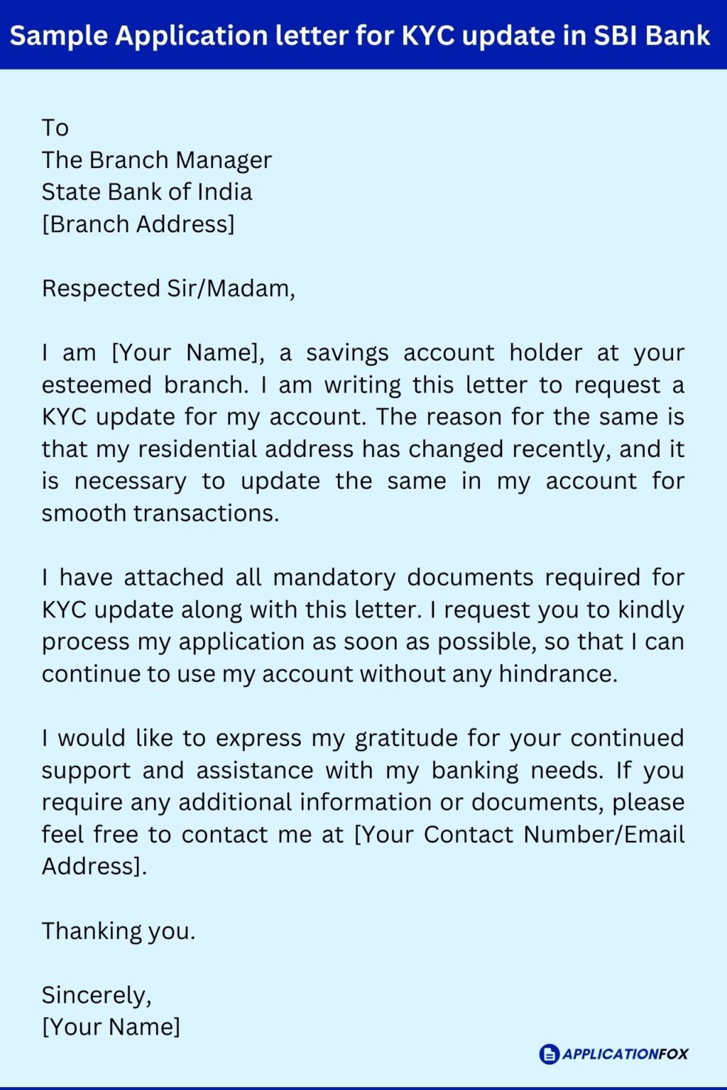 bank account kyc application letter in hindi