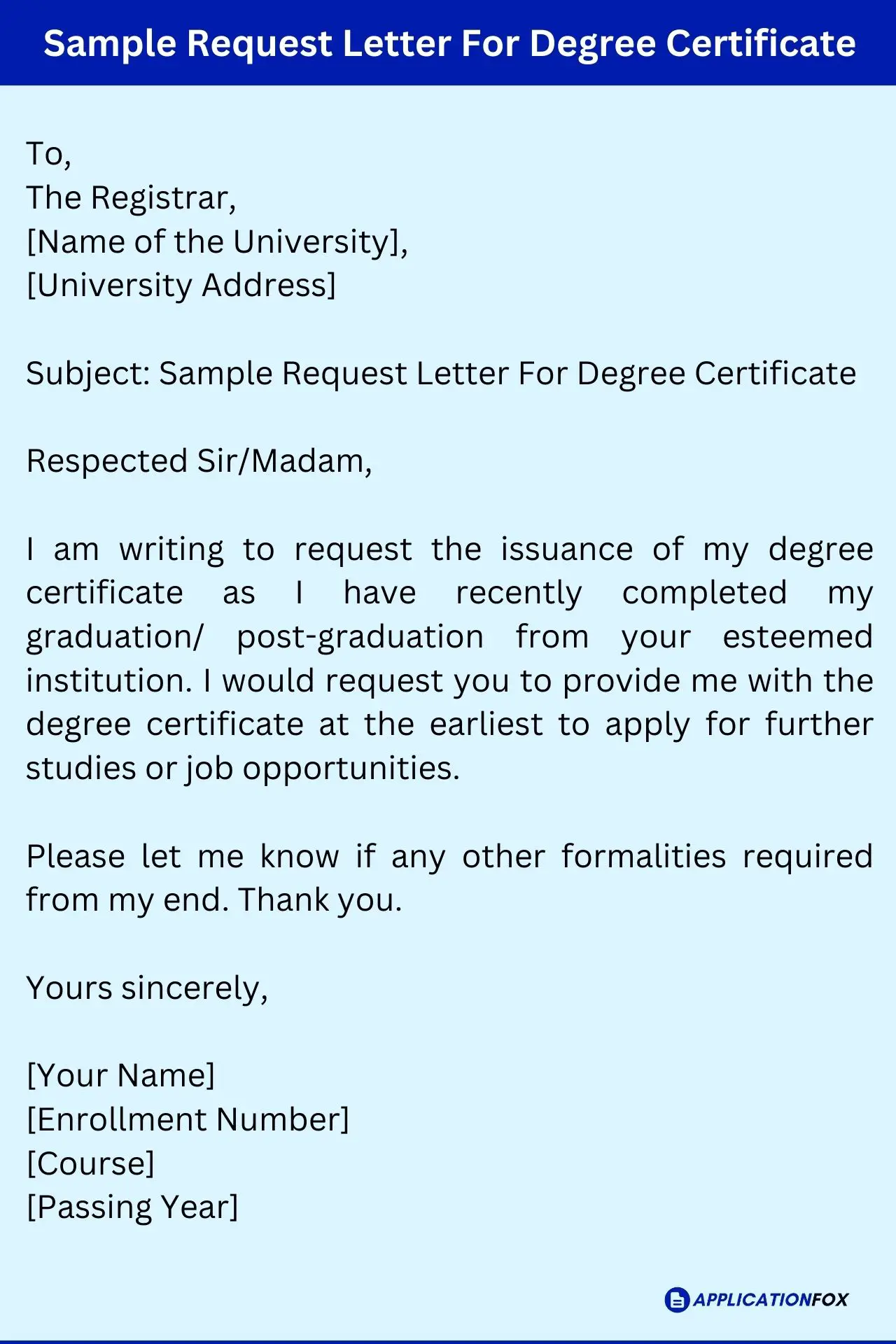 sample of application letter for further studies