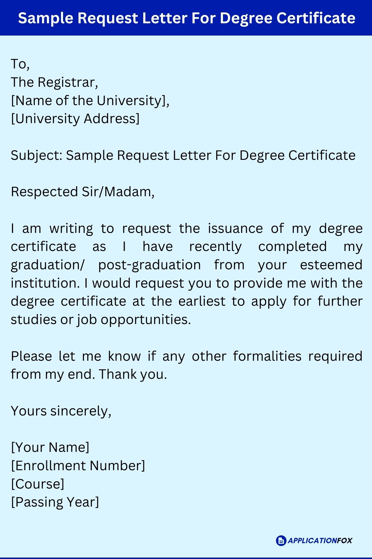 application letter for master's degree sample