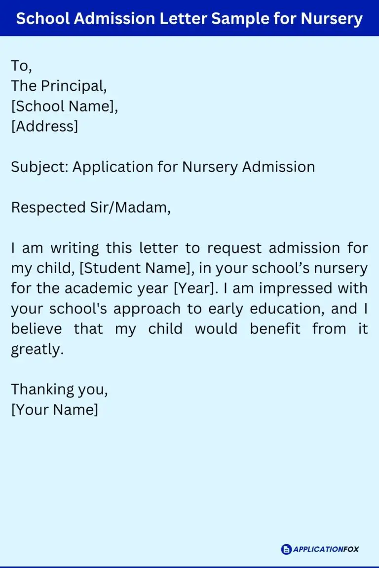 sample application letter for high school admission for child