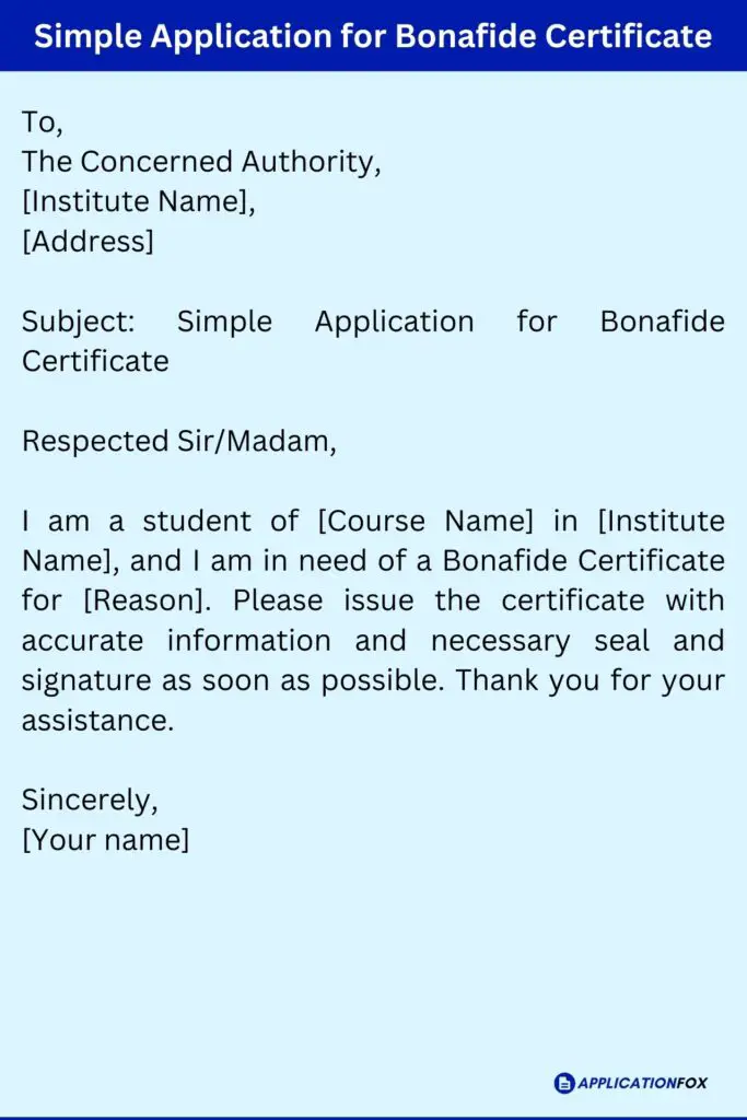 Application For Bonafide Certificate 9 Samples Formatting Tips And FAQs 
