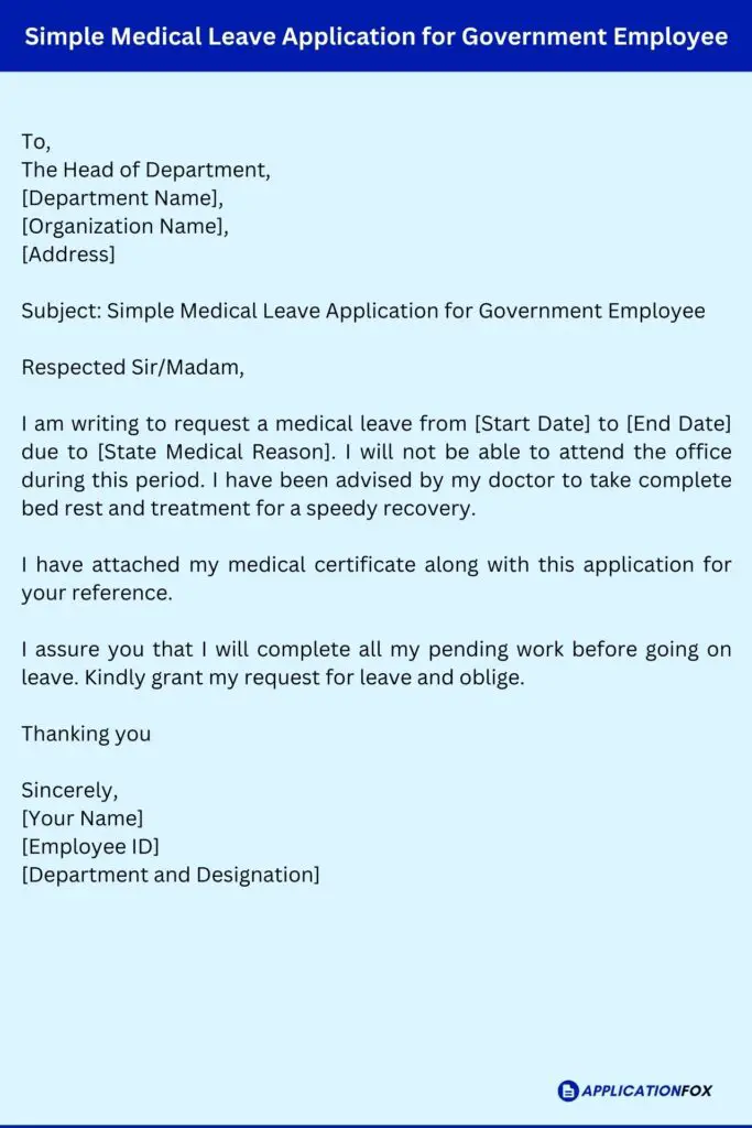 Simple Medical Leave Application for Government Employee