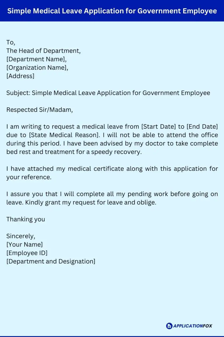 7 medical leave application for government employee
