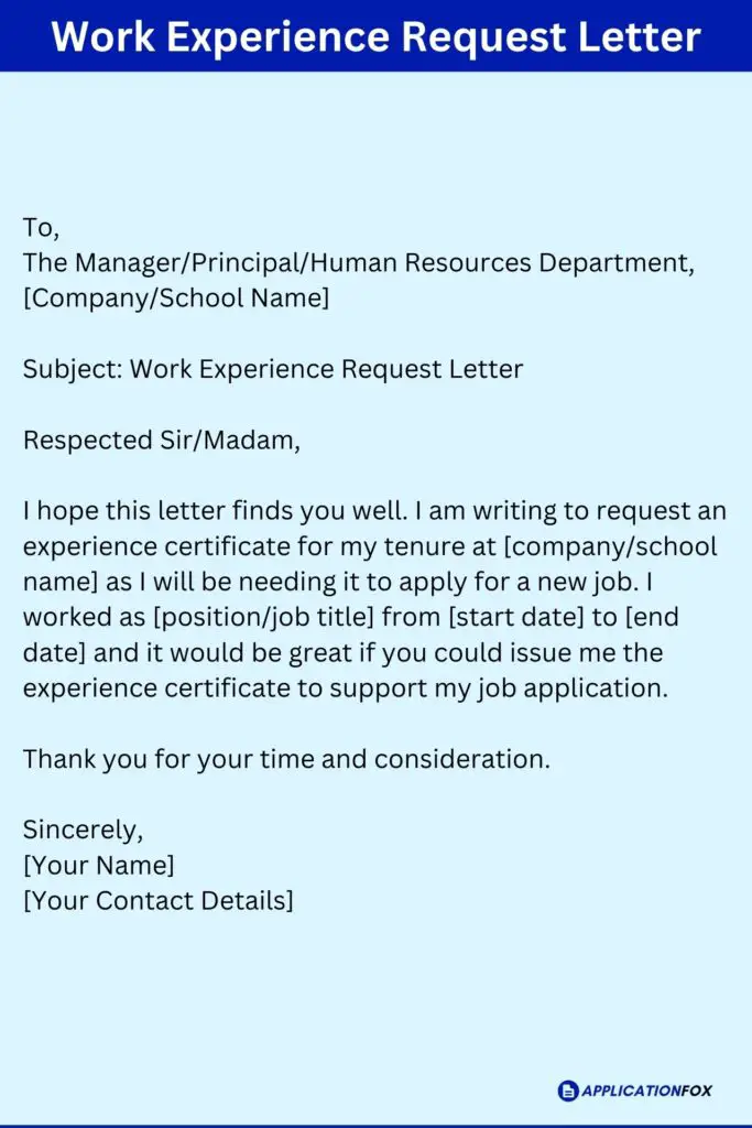 Work Experience Request Letter