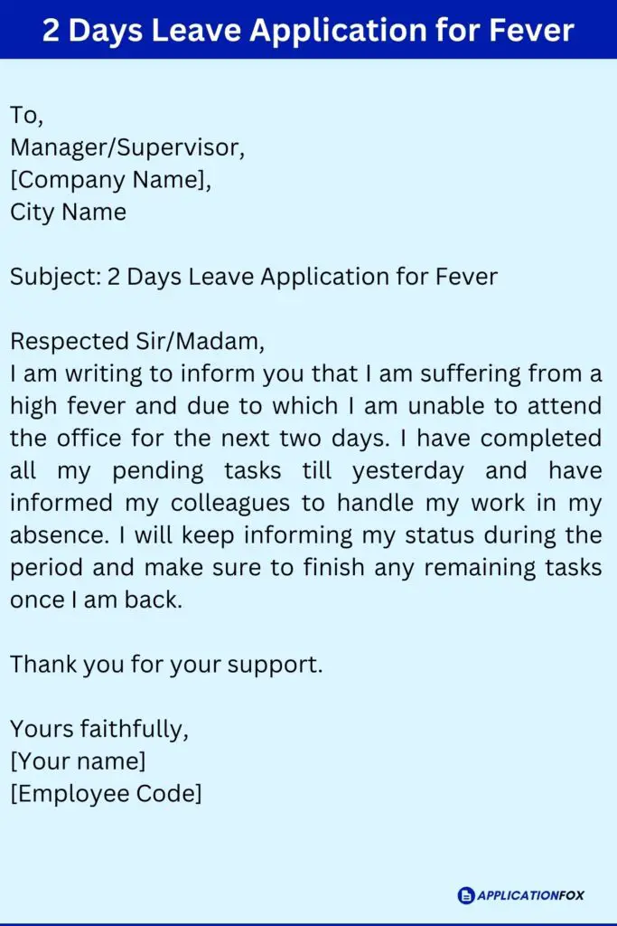  9 Samples Leave Application For Fever