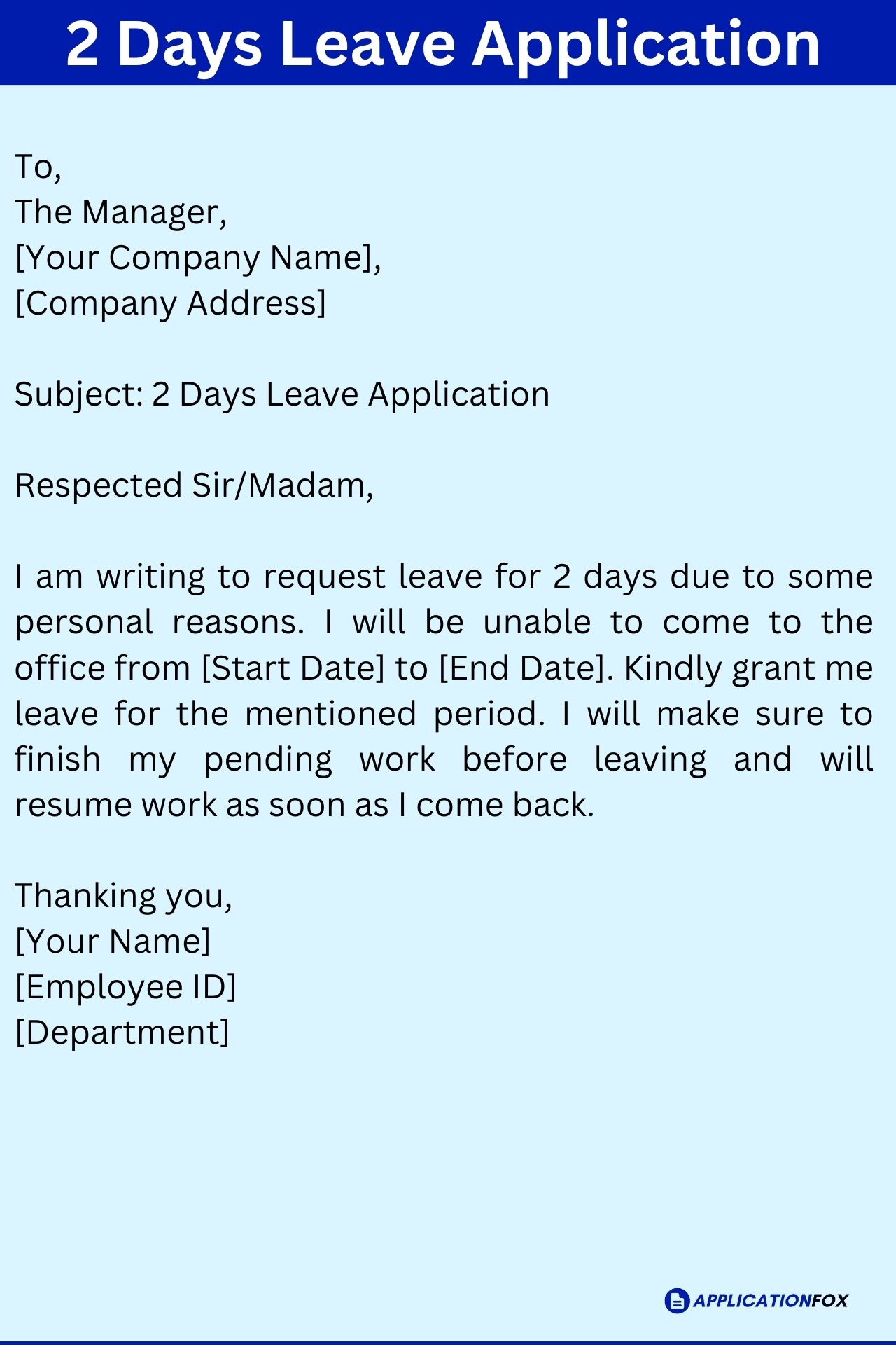 9 Samples Leave Application For 2 Days 9 Samples Leave Application For 2 Days