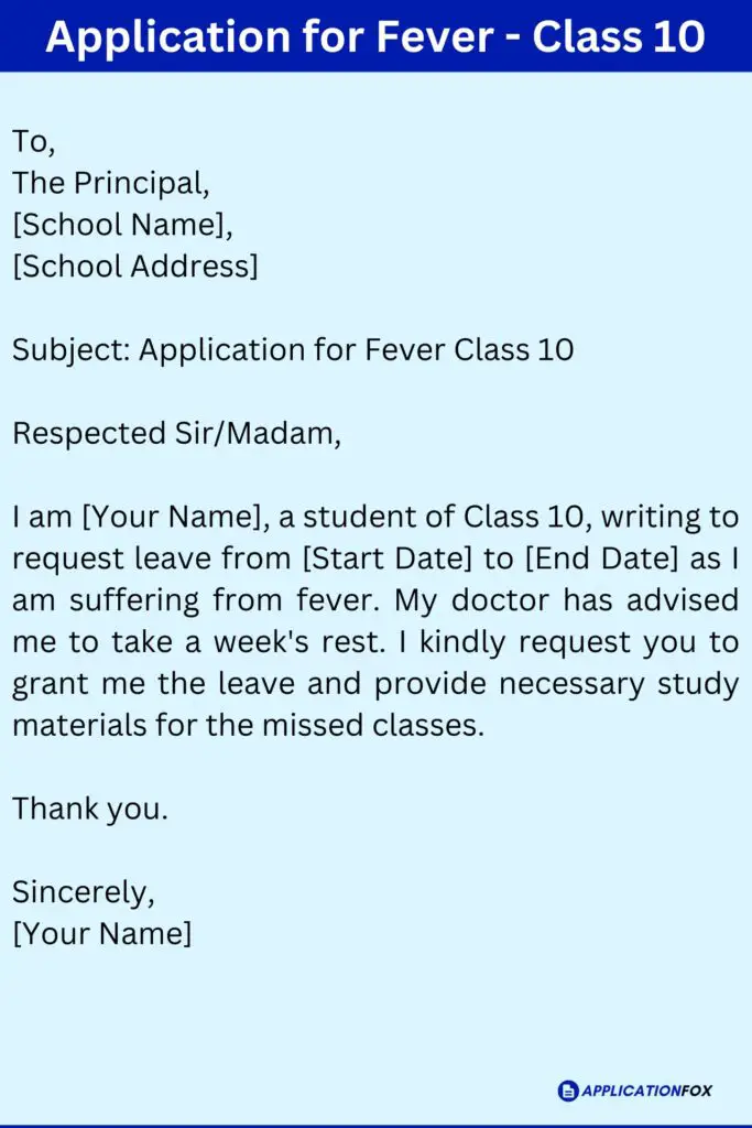 Application for Fever - Class 10