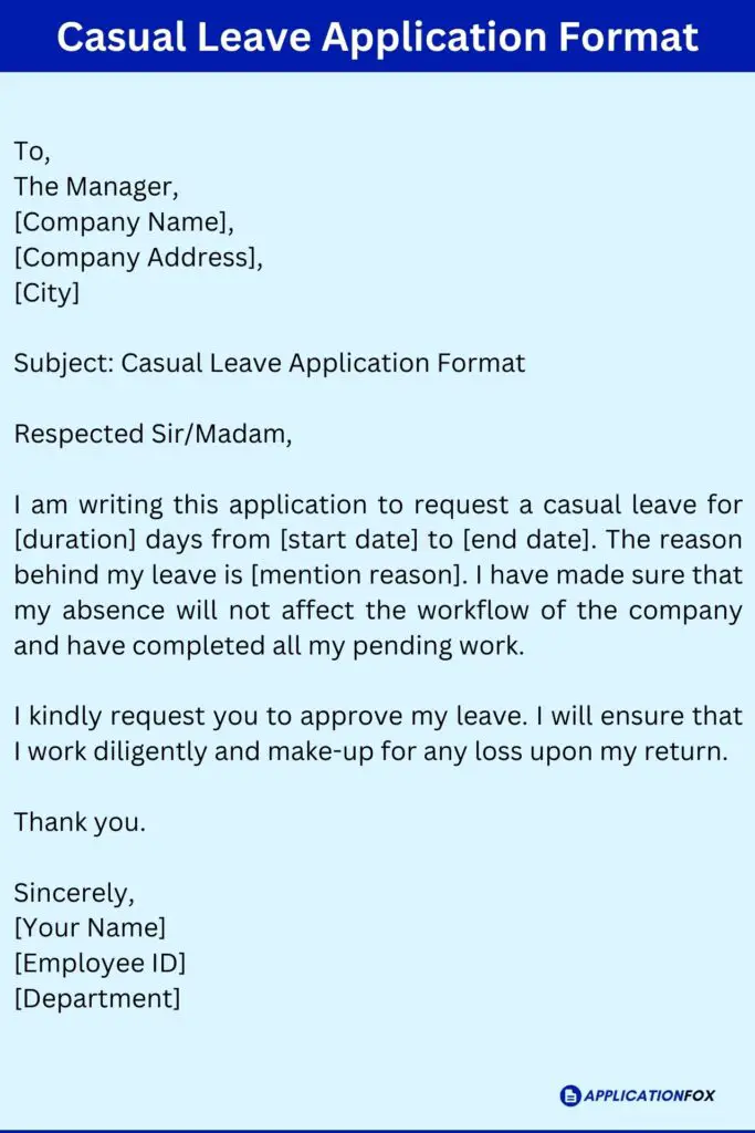 Casual Leave Application Format