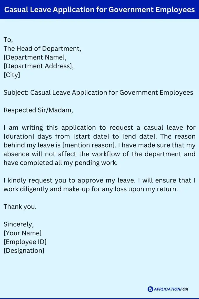 Casual Leave Application for Government Employees
