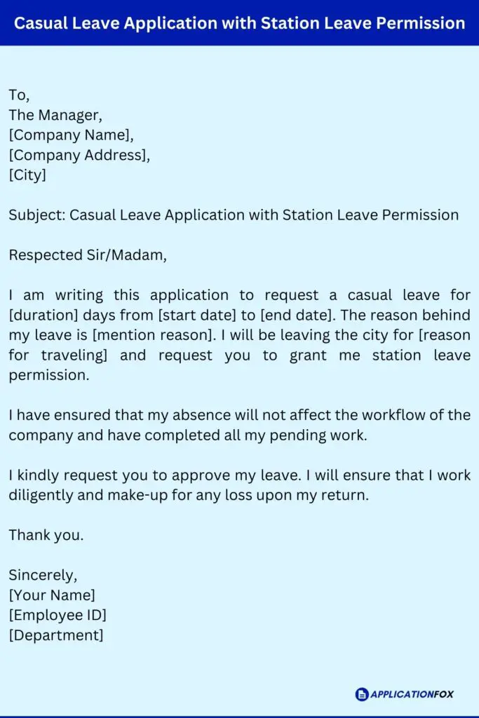 Casual Leave Application with Station Leave Permission