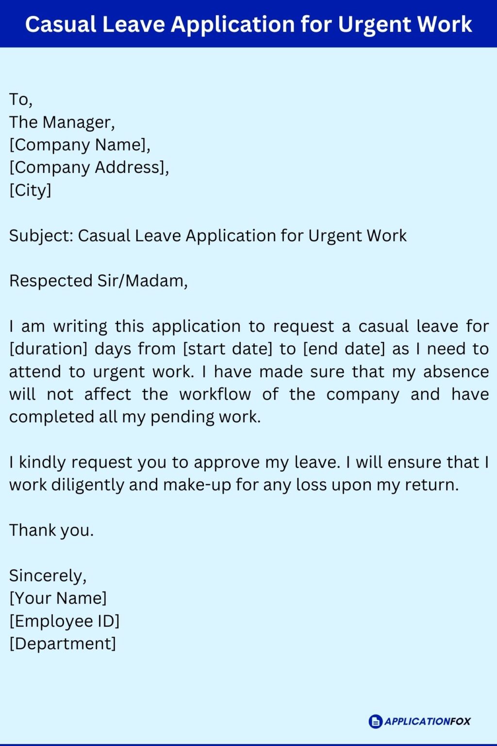 (13+ Samples) Casual Leave Application