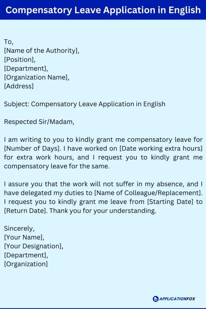 Compensatory Leave Application in English