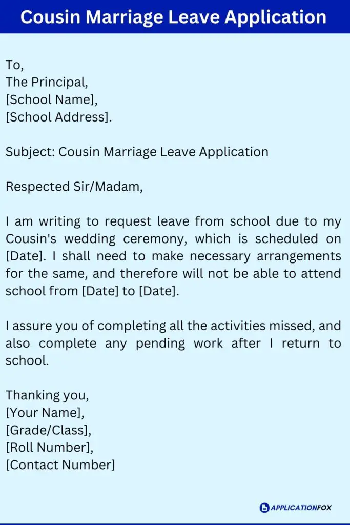 Cousin Marriage Leave Application