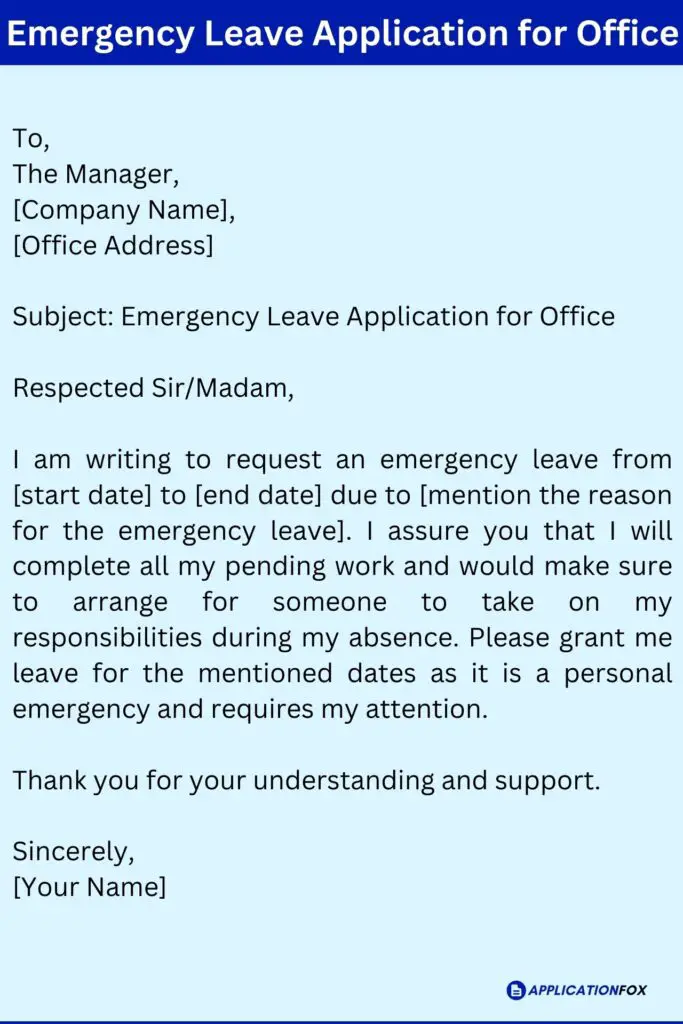 Emergency Leave Application for Office